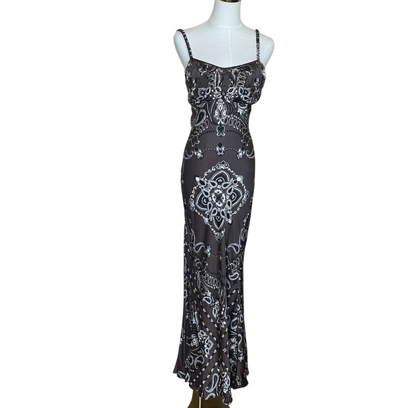 Sandro Brown Bandana Maxi Slip Dress Size 4 Cowgirl Western Corset Designer $455 - Picture 7 of 13
